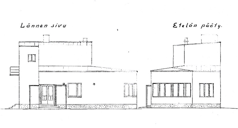 Julkisivupiirustukset vuodelta 1938. Vaasan rakennusvalvonnan arkisto